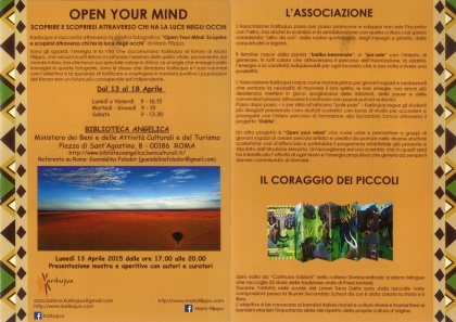 OPEN YOUR MIND-Roma mostra personale Biblioteca Angelica- dal 13 Aprile 2015